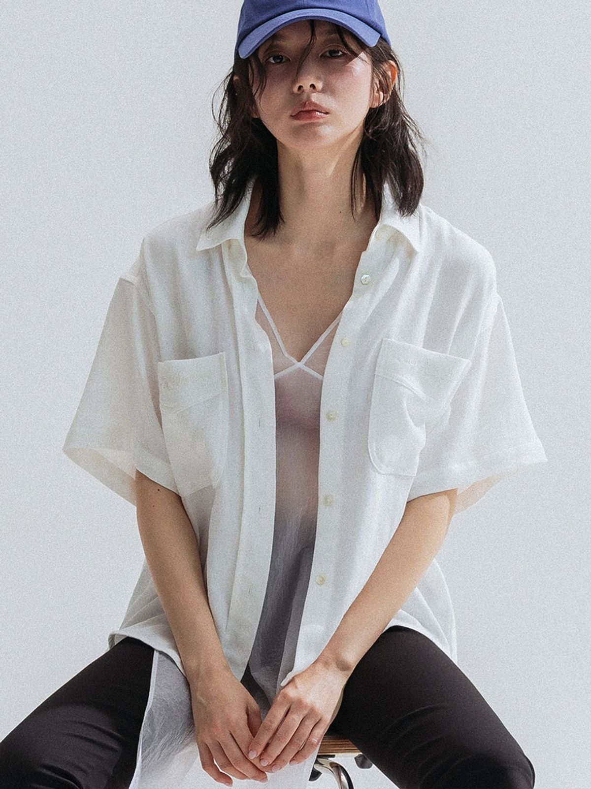 앤하츠(ANNEHEARTS) Soft Embroidery Cotton Shirt_IVORY