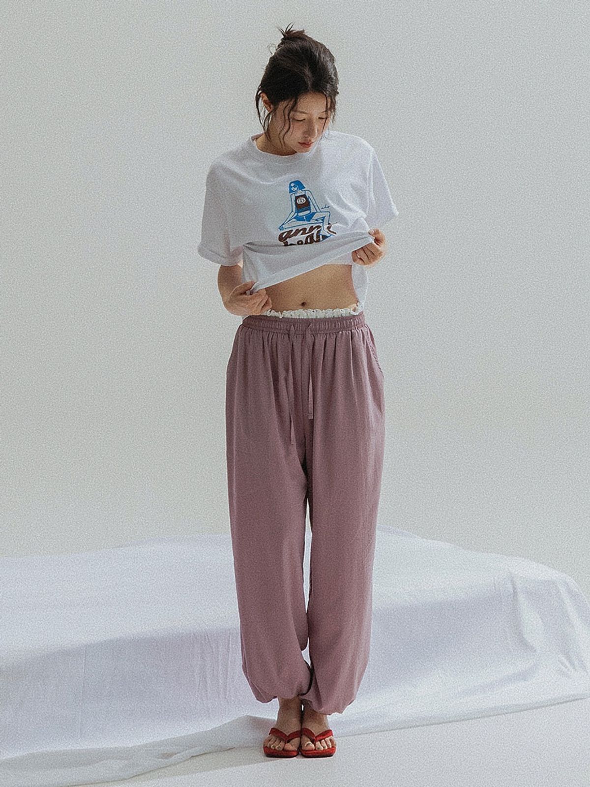 앤하츠(ANNEHEARTS) Fluid Lounge Pants_PURPLE
