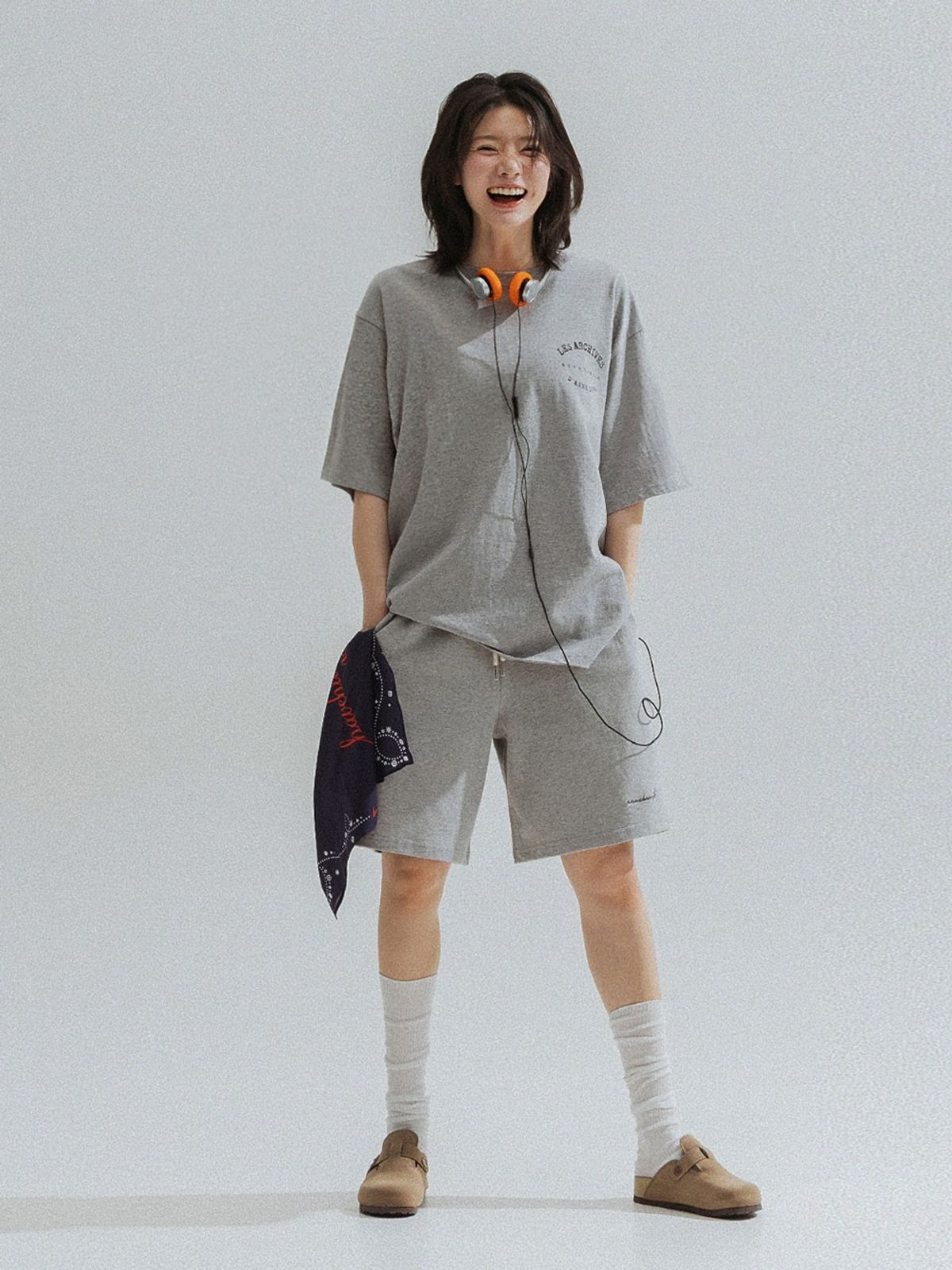 앤하츠(ANNEHEARTS) Bermuda Jersey Shorts_MELANGE