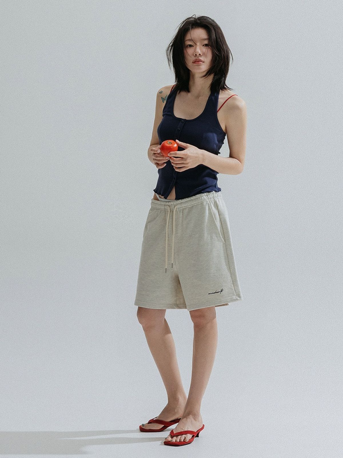 앤하츠(ANNEHEARTS) French Terry Shorts_OATMEAL