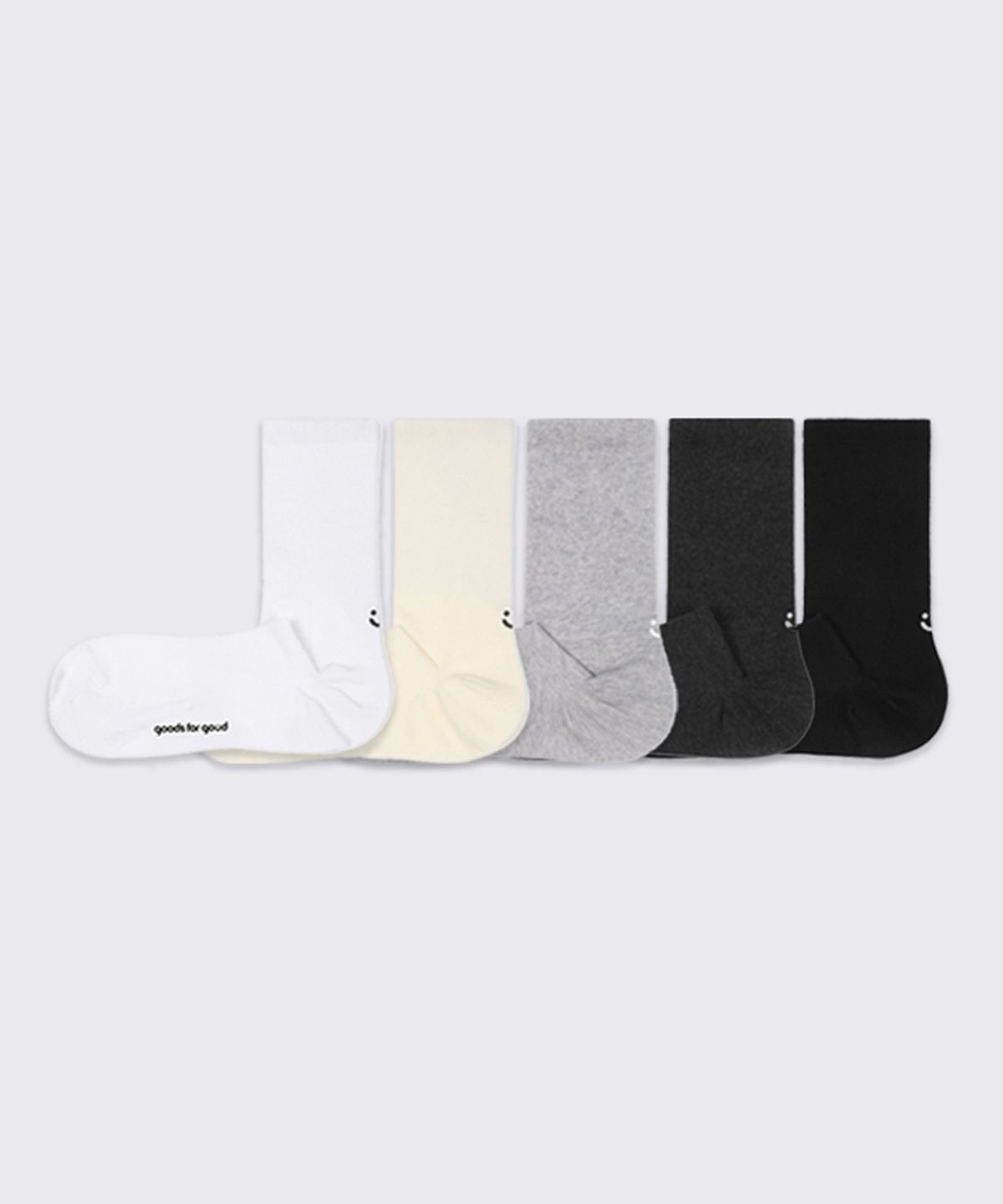 굿즈포굿(GOODS FOR GOOD) [기부양말][베이직 컬러 5팩] 남녀공용 직각 뒷꿈치 크루 삭스_5color