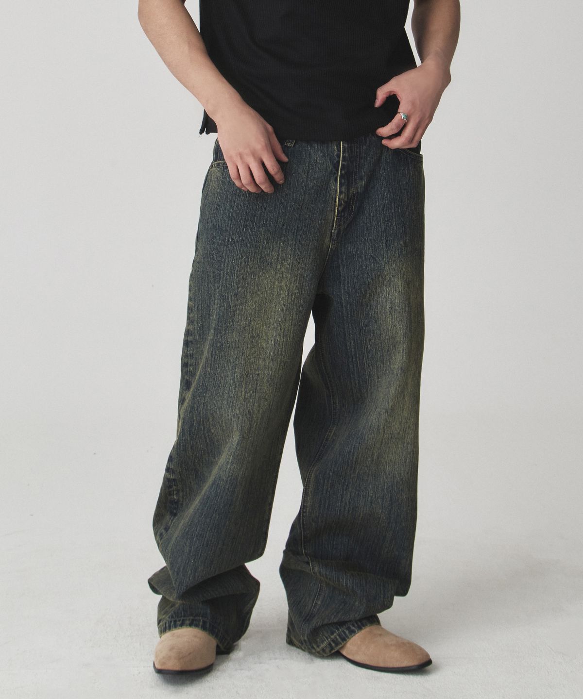 웨슬리 휴스턴(WESLEYHYUSTON) Crimson straight fit denim pants brown blue