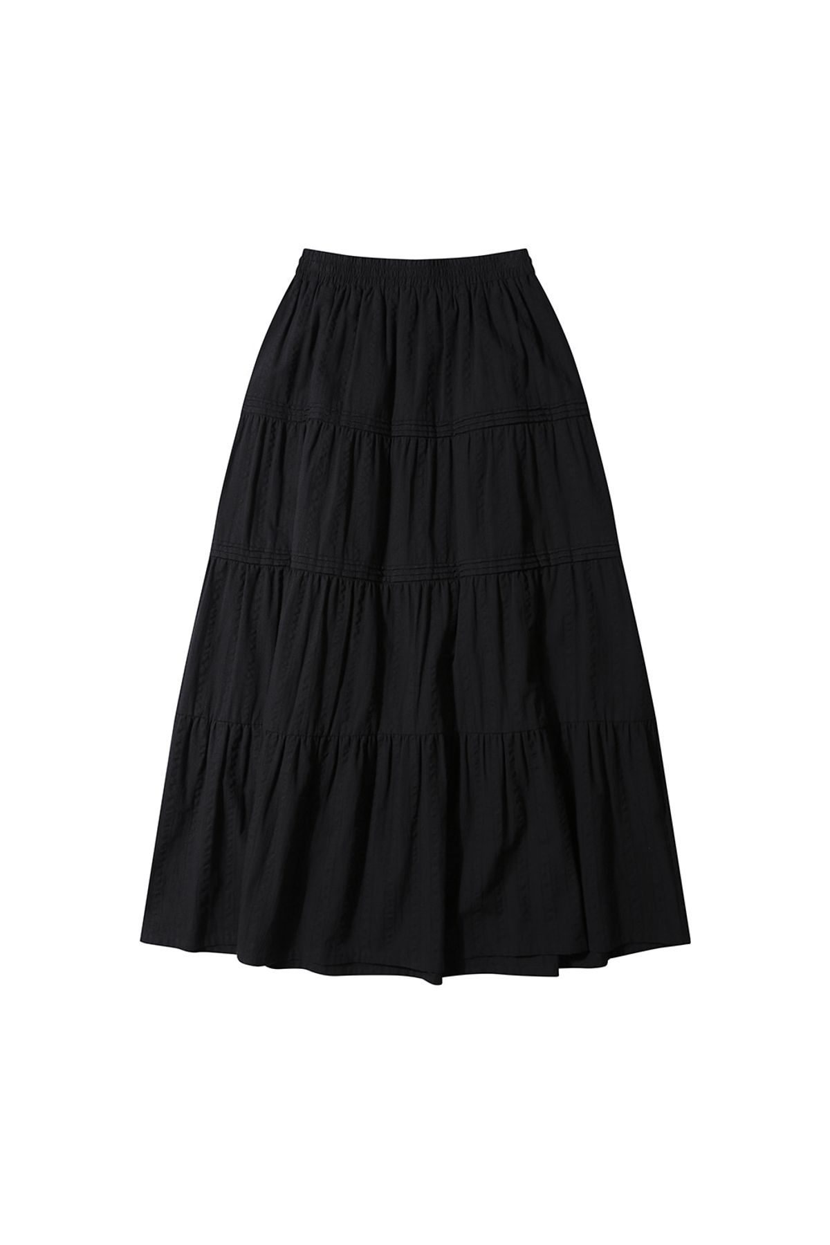 르몽생미셸(LE MONT ST MICHEL) Cotton Tiered Skirt_Black