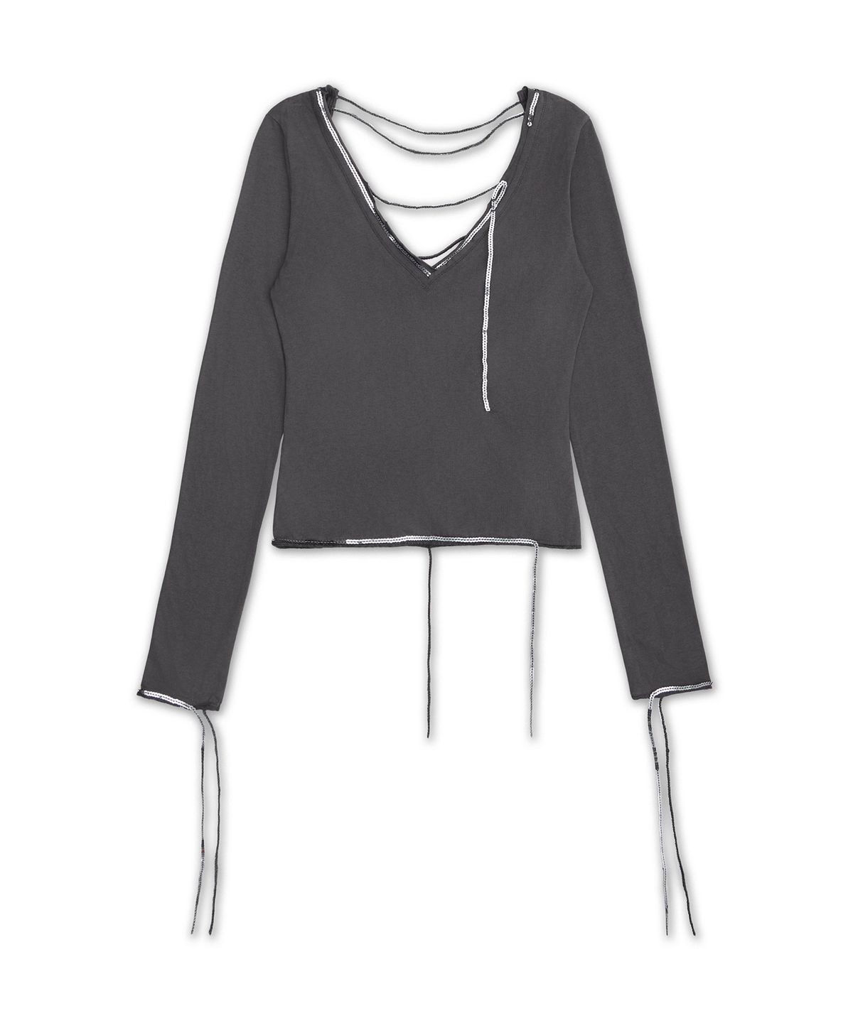 제이디드 런던(JADED LONDON) 시퀸 트림 브이넥 티 (Sequin Trim V Neck Tee)