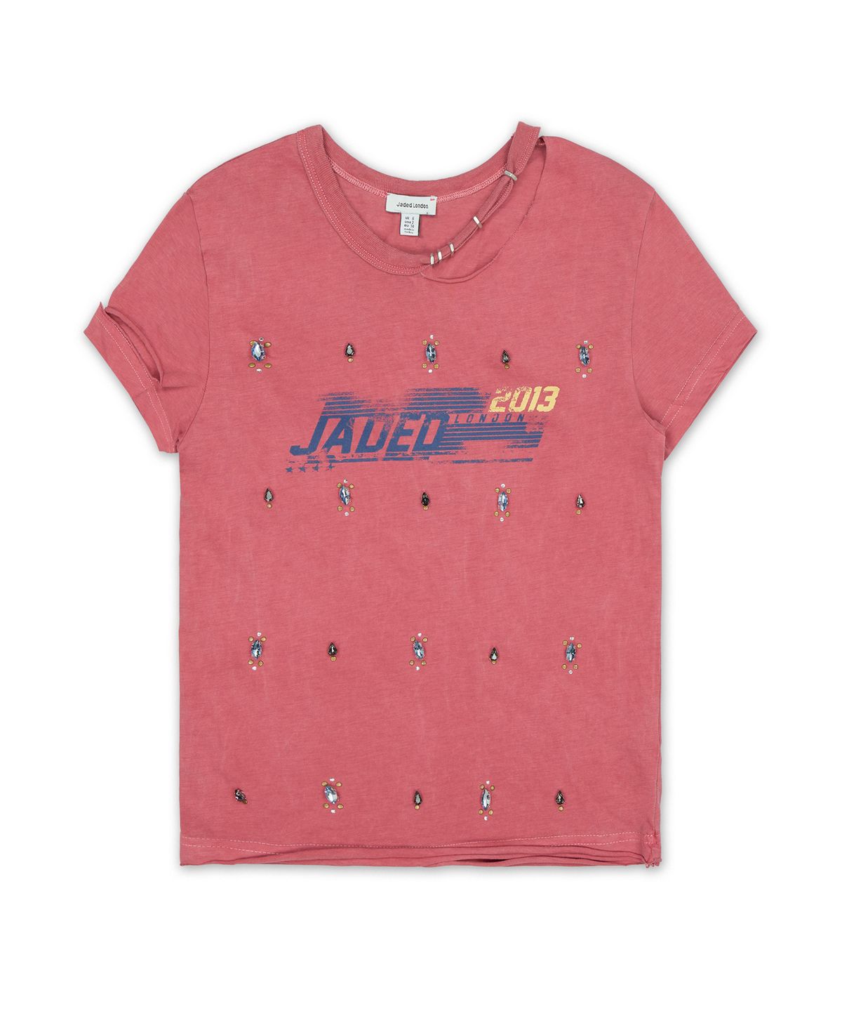 제이디드 런던(JADED LONDON) 디스트레스드 주얼 탑 (Distressed Jewel Top)