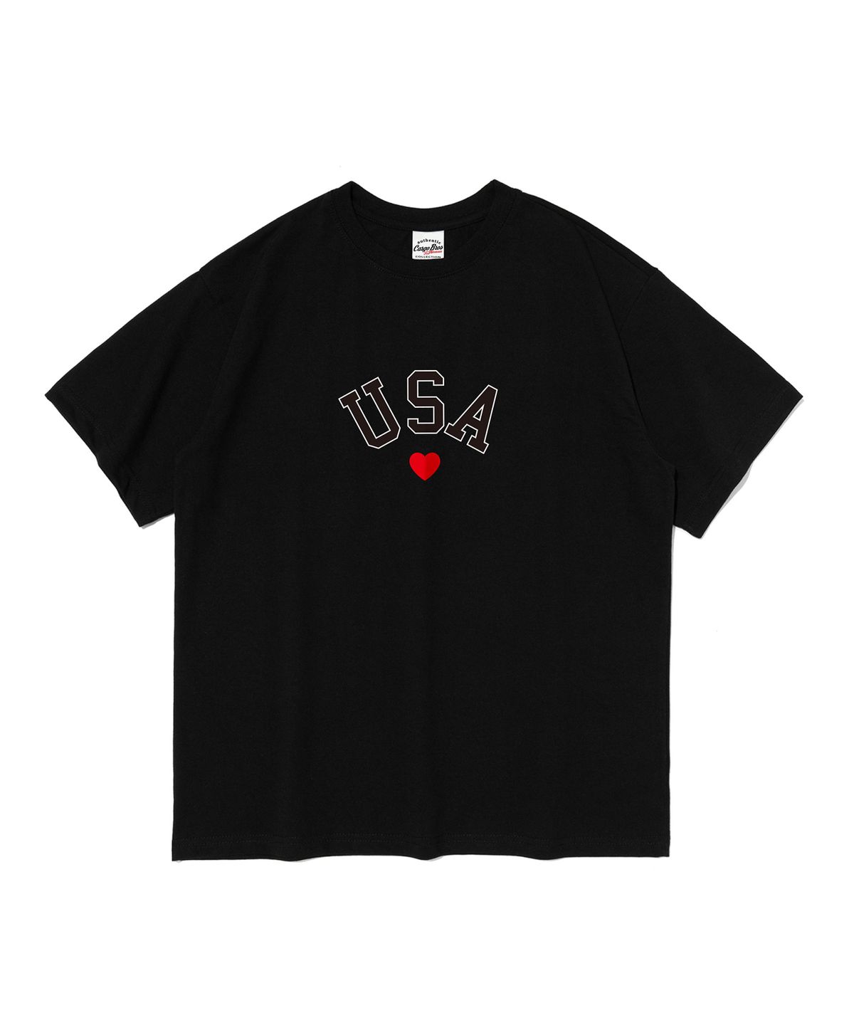 카고브로스 포 우먼(CARGOBROS FOR WOMAN) USA 미니 하트 그래픽 반팔티셔츠 (블랙)