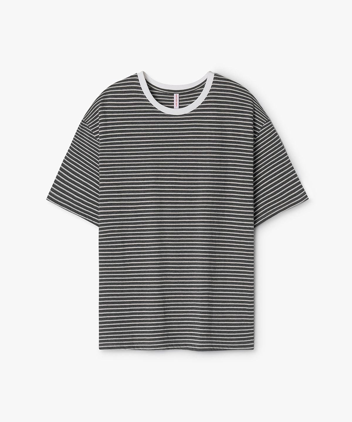 퍼프퍼프뎁트(PUFF PUFF DEPT) Classic Stripe Cotton T-shirt CHARCOAL