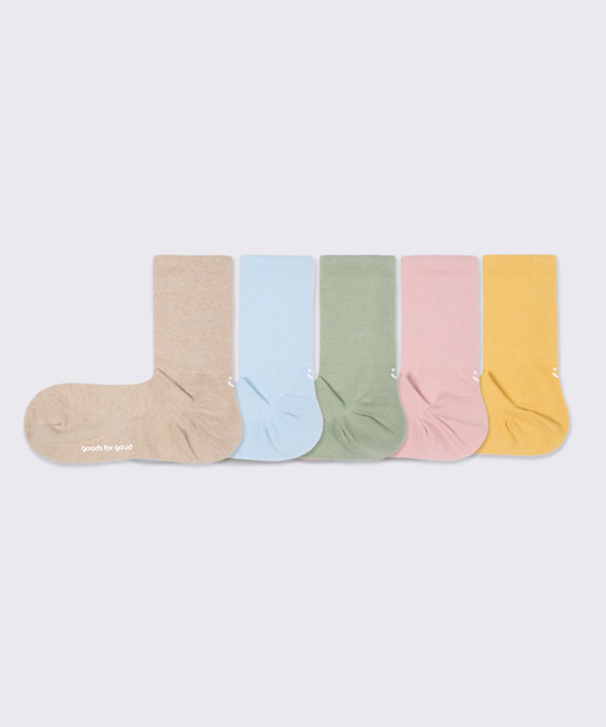 굿즈포굿(GOODS FOR GOOD) [기부양말][내추럴 컬러 5팩] 남녀공용 직각 뒷꿈치 크루 삭스_5color