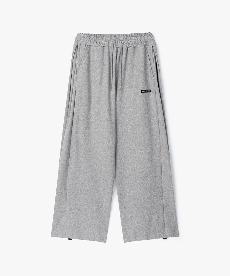 Side Pleats Wide String Sweat Pants GREY