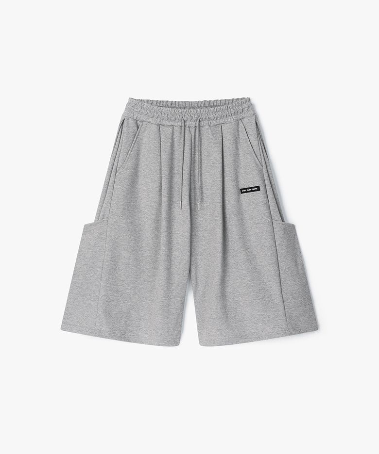 Kangaroo Pocket Bermuda Wide Sweat Shorts GREY