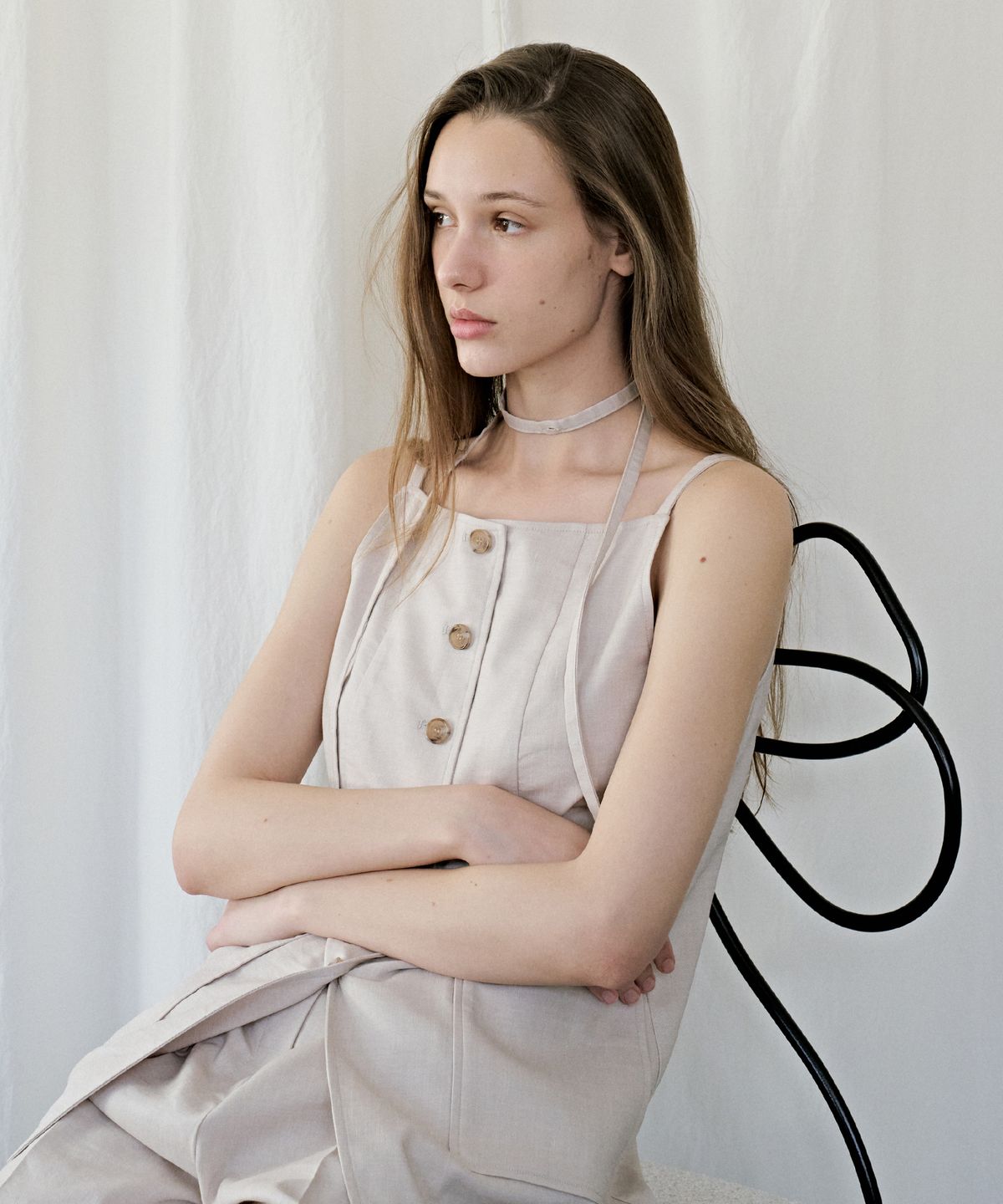 르메메(LEMEME) Sable Linen Vest Beige
