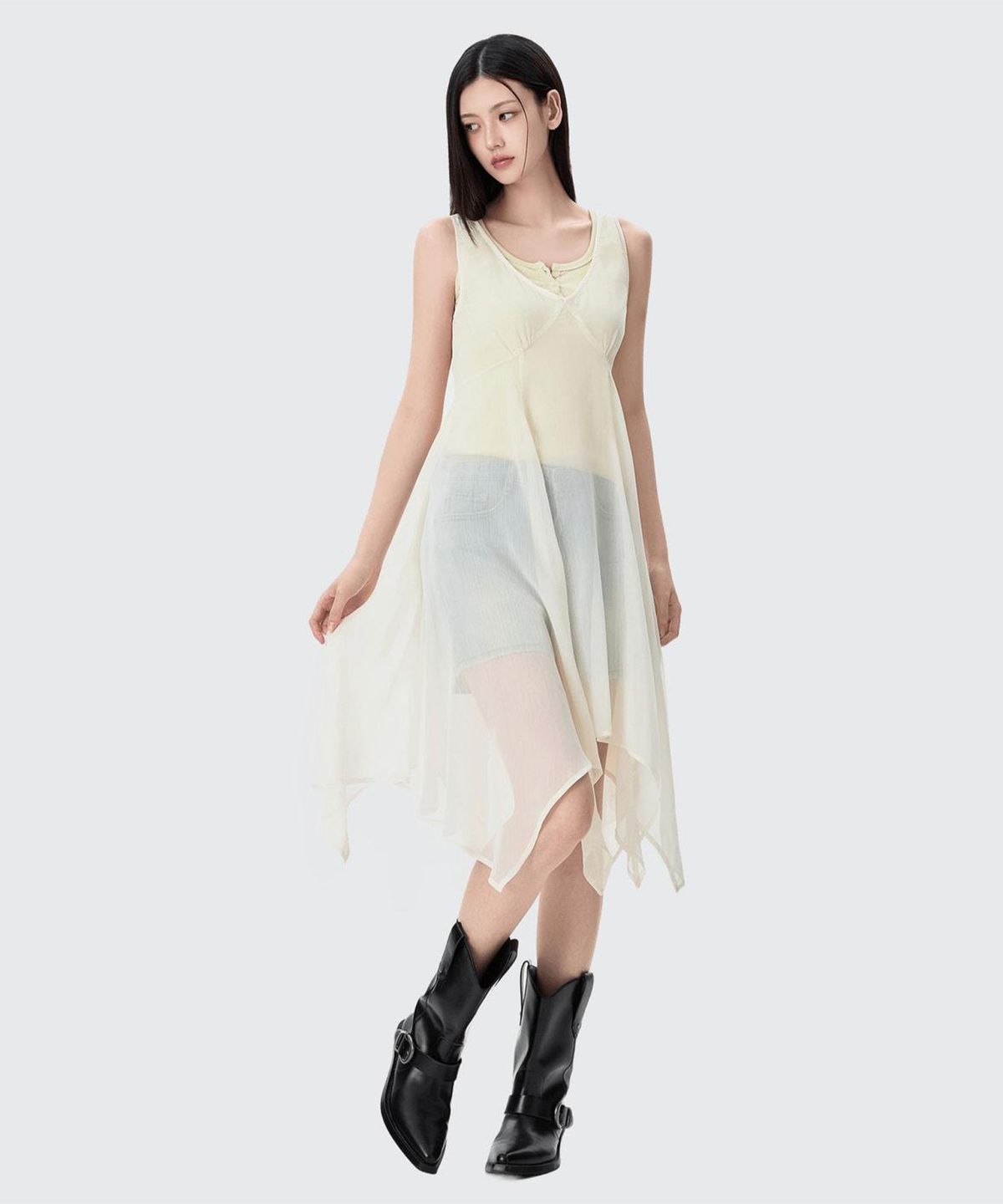 미쏘(MIXXO) 시스루 레이어드 원피스_MIWOWG706G