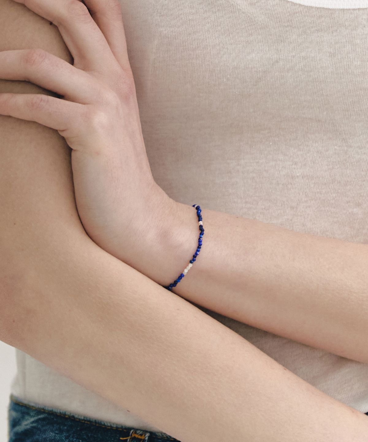 바이이에르(BYHYERES) [925 silver] Color sand mix beads bracelet (Lapis lazuli) BH4B45426Y9175