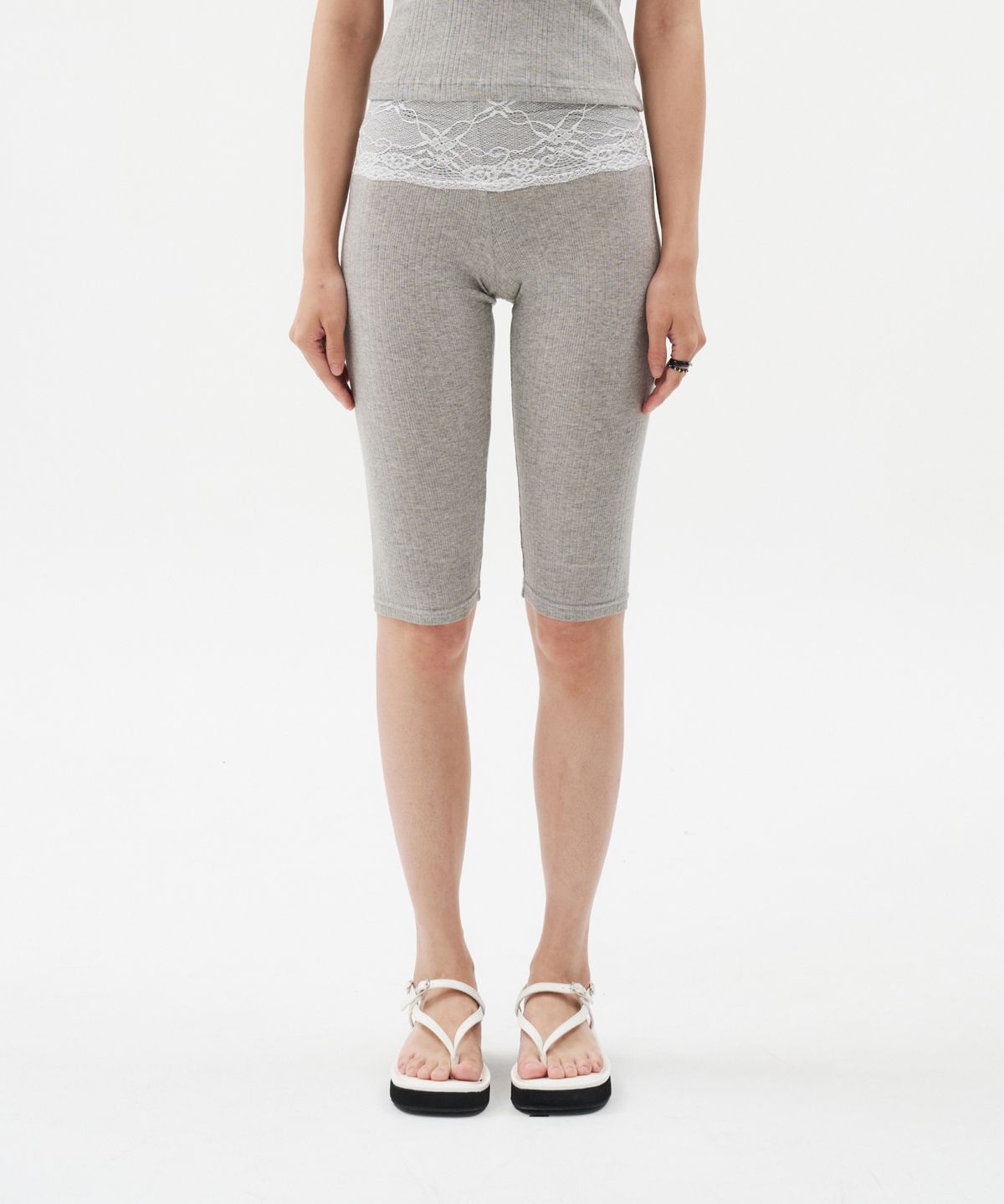 루펀(LOOFUN) Lace Rib Leggings / 레이스 립 레깅스 [Melange]