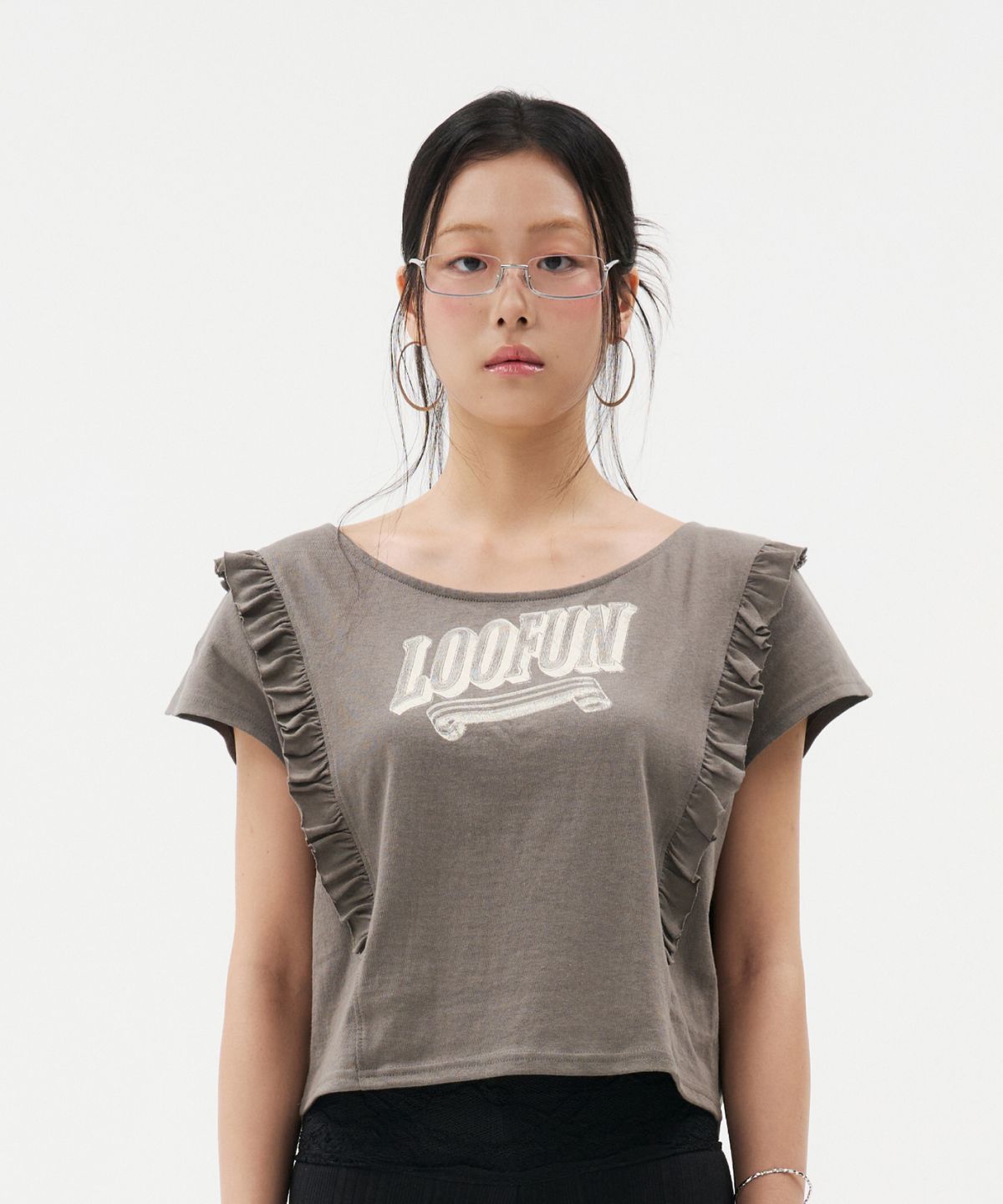 루펀(LOOFUN) Frill Batwing Tee / 프릴 배트윙 티 [Gray]