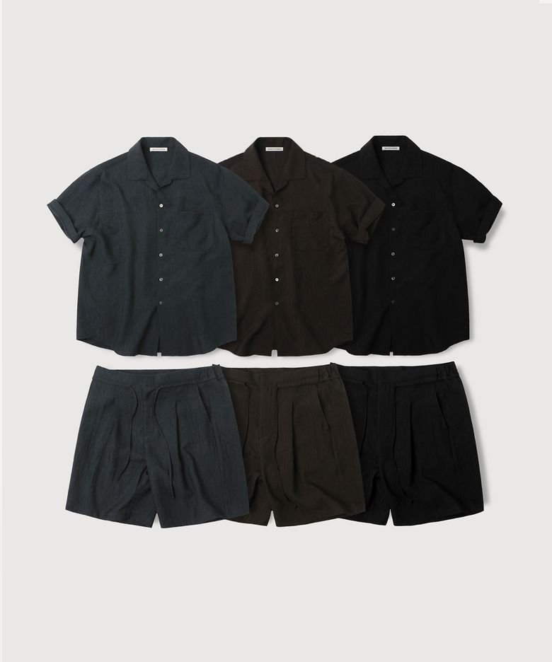 [SET] 테일러드 오픈카라 플리츠 셔츠 + 테일러드 플리츠 쇼츠