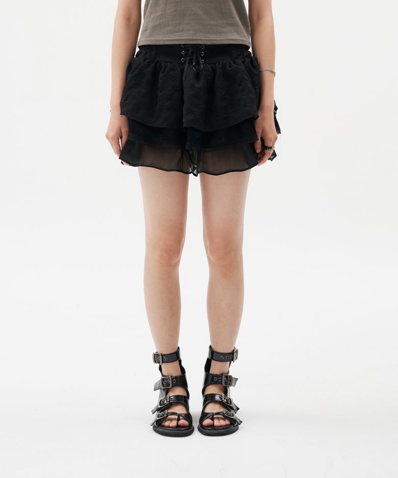 Frill Cancan Skirt / 프릴 캉캉 스커트 [Black]