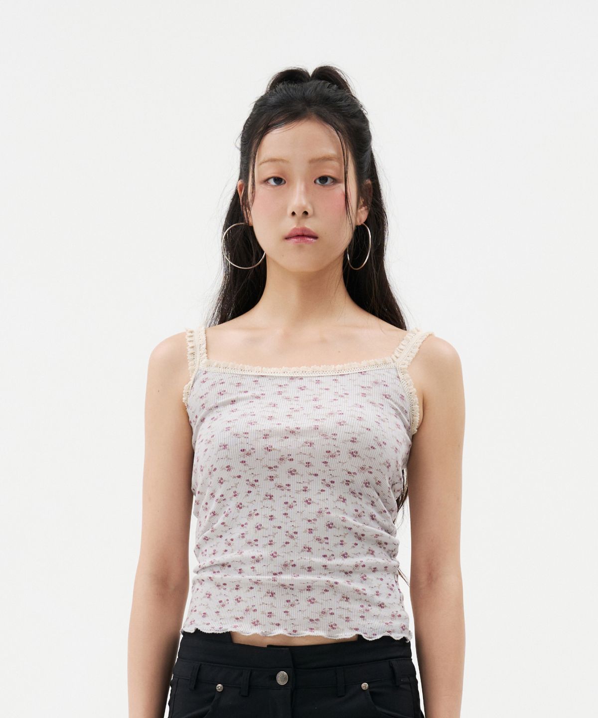 루펀(LOOFUN) Lace Trim Sleeveless / 레이스 트림 슬리브리스 [Gray]