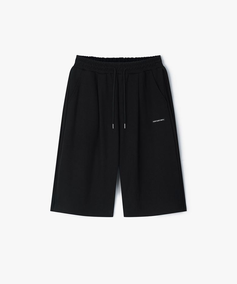 3Pleats Bermuda Wide Sweat Shorts BLACK