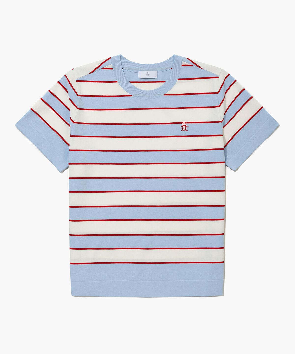먼싱웨어(MUNSINGWEAR) 여성 스트라이프 라운드 스웨터 라이트블루 MR322LSW71