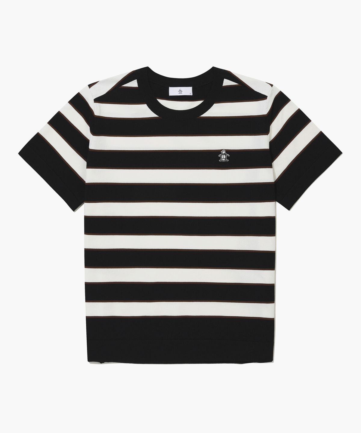 먼싱웨어(MUNSINGWEAR) 여성 스트라이프 라운드 스웨터 블랙 MR322LSW71