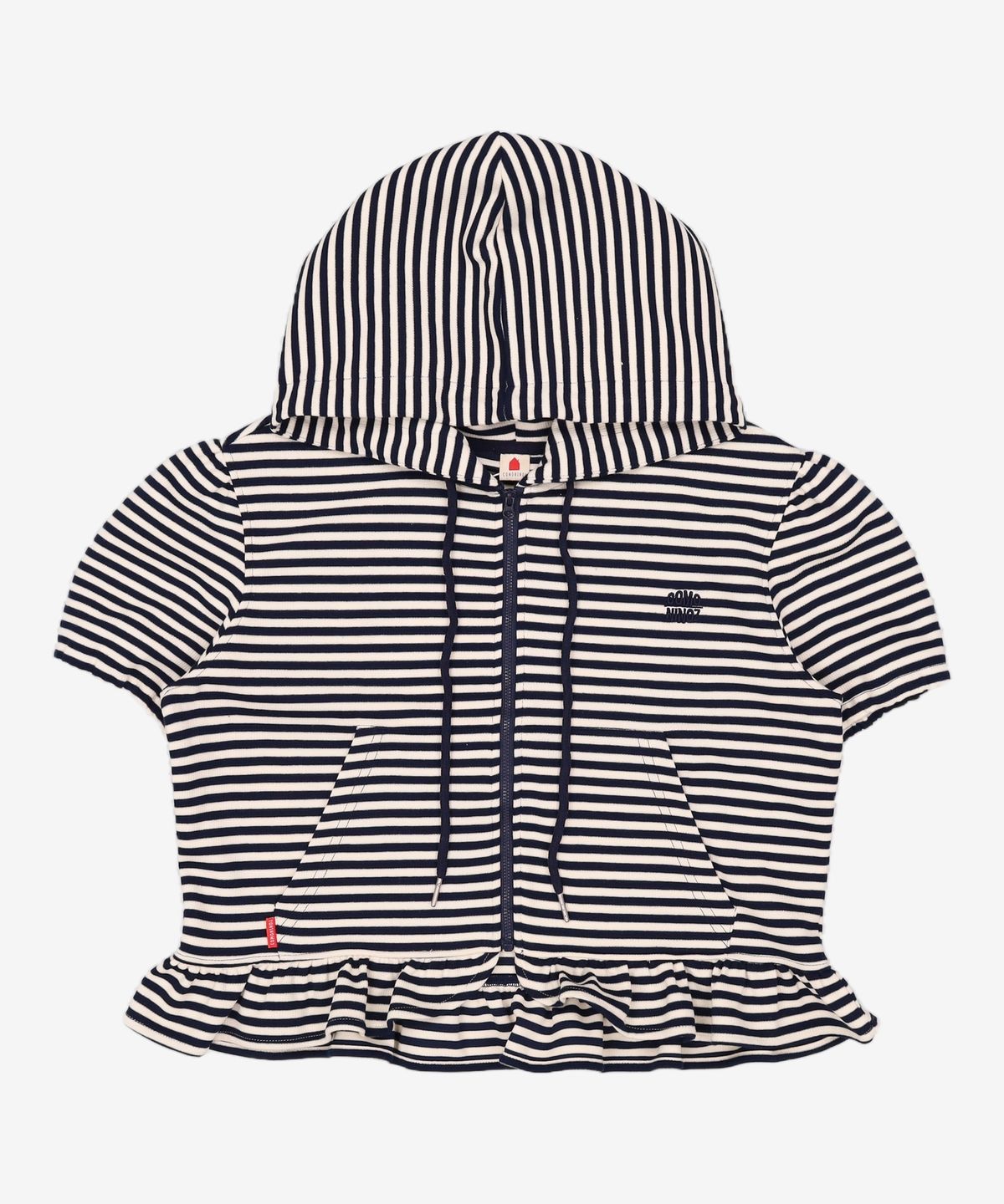꼬모니노즈(COMONINOZ) W STRIPE HOOD ZIP-UP [NAVY] FREE