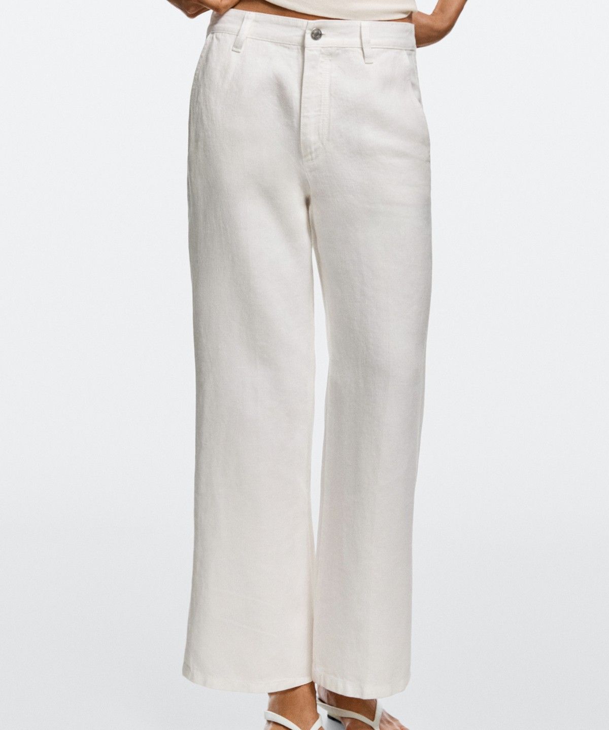 마시모두띠(MASSIMO DUTTI) 100% 린넨 크롭 플레어 팬츠