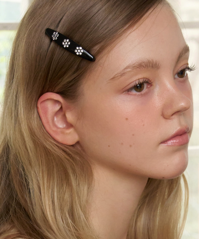 oval cubic flower hair pin (2colors)