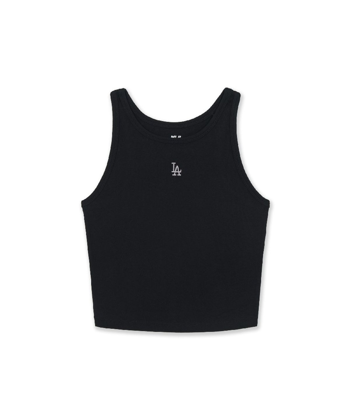 엠엘비(MLB) 여성 베이직 스몰로고 슬림 크롭 나시 티셔츠 LA (Black)
