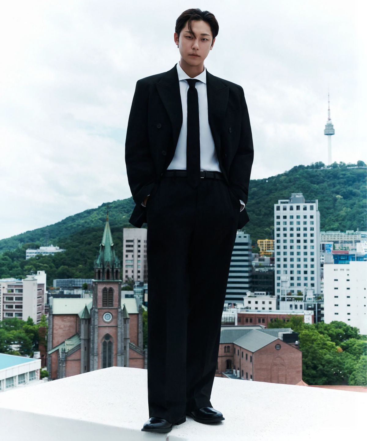 무신사 스탠다드(MUSINSA STANDARD) 뉴 와이드 히든 밴딩 슬랙스 [블랙]