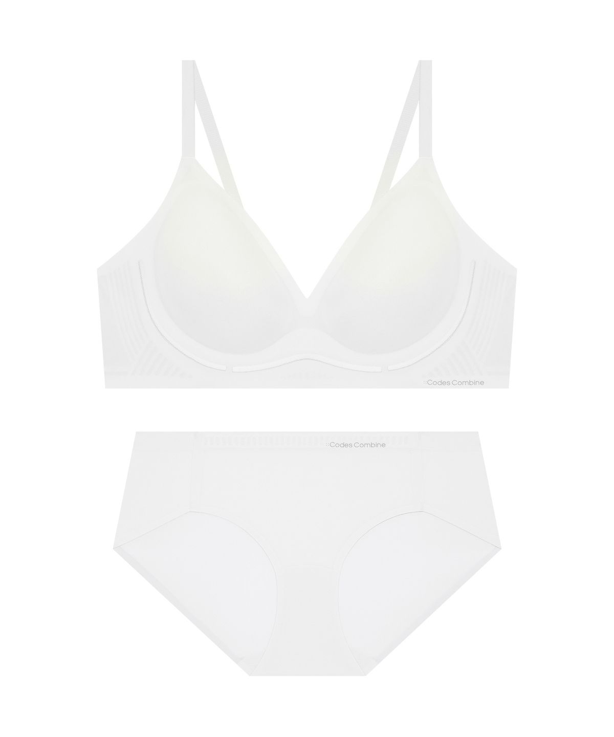 코데즈컴바인 이너웨어(CODES COMBINE INNERWEAR) 초경량 윈드메쉬 심리스 브라 팬티 세트_화이트