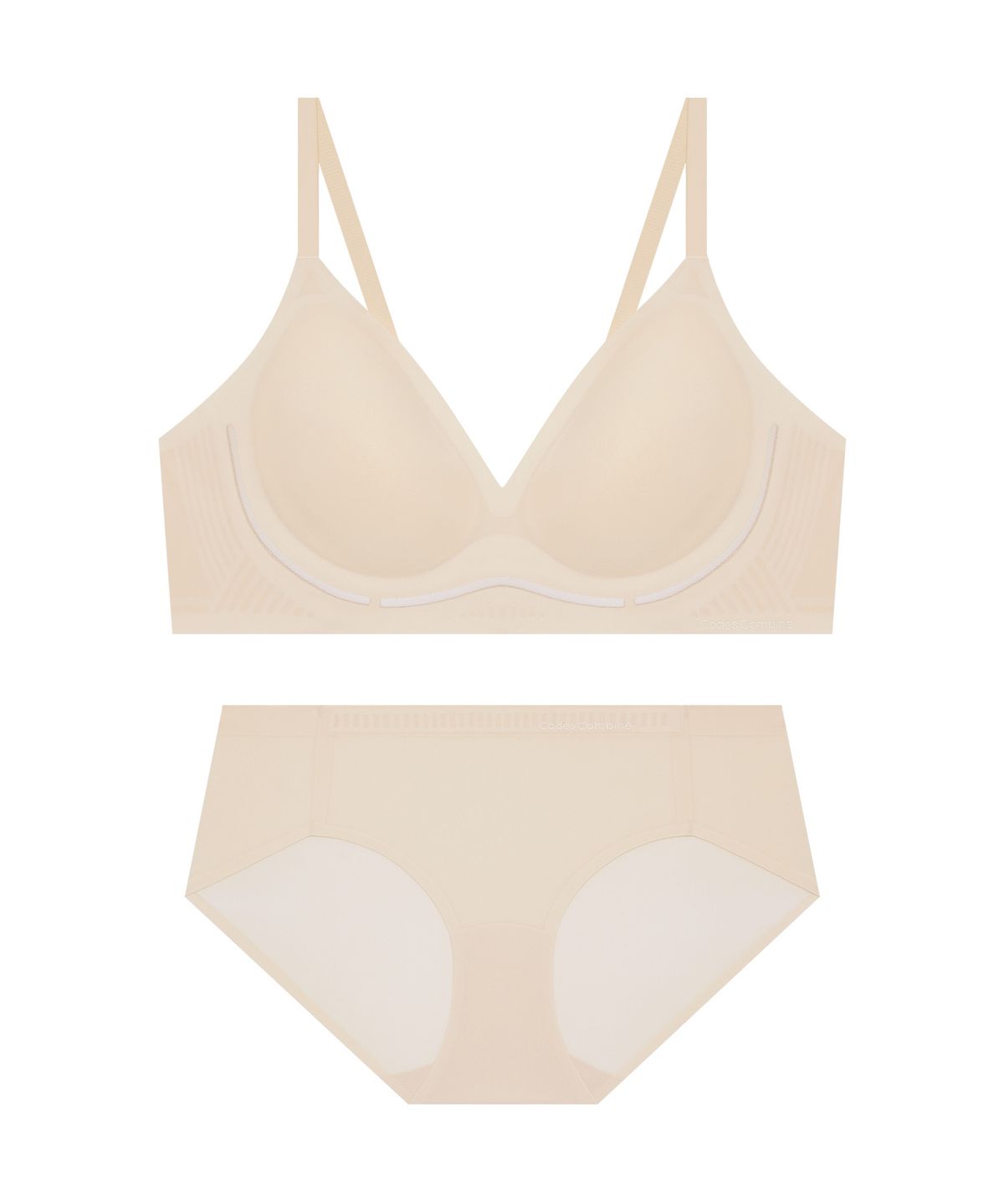 코데즈컴바인 이너웨어(CODES COMBINE INNERWEAR) 초경량 윈드메쉬 심리스 브라 팬티 세트_스킨