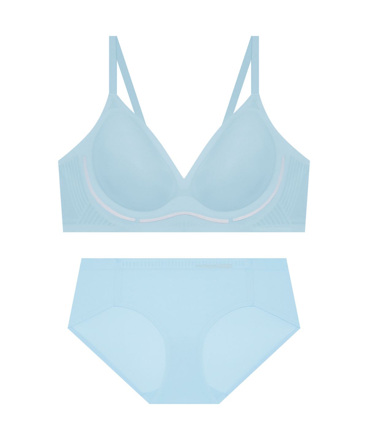 코데즈컴바인 이너웨어(CODES COMBINE INNERWEAR) 초경량 윈드메쉬 심리스 브라 팬티 세트_라이트블루