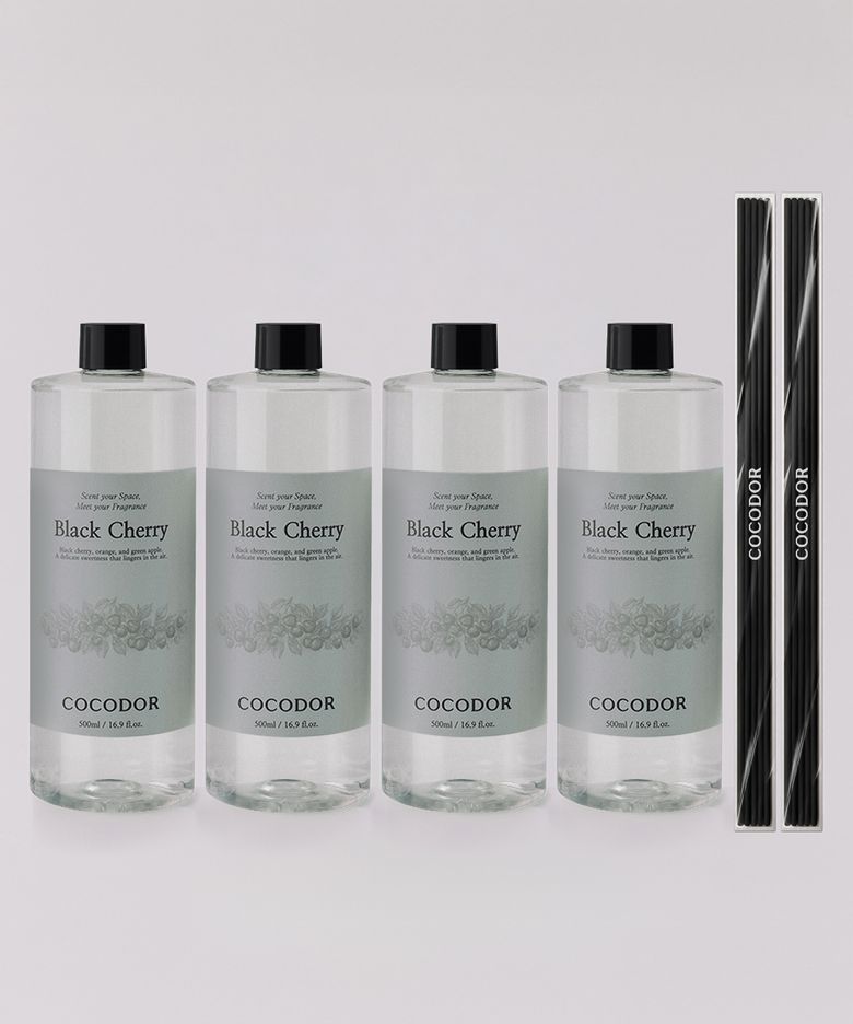 디퓨저 리필액 500ml X 4개 + 리드스틱(33cm/4mm/블랙) X 2개