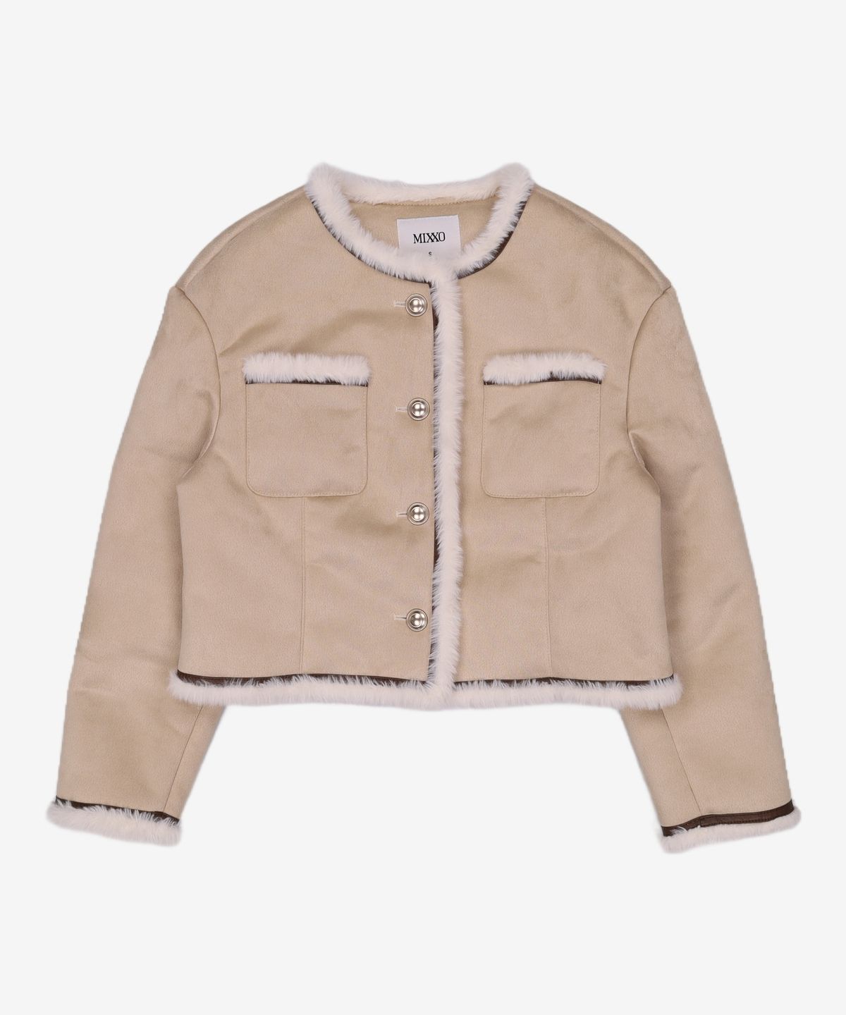 미쏘(MIXXO) 라운드넥 무스탕_MIWJLDV11G S