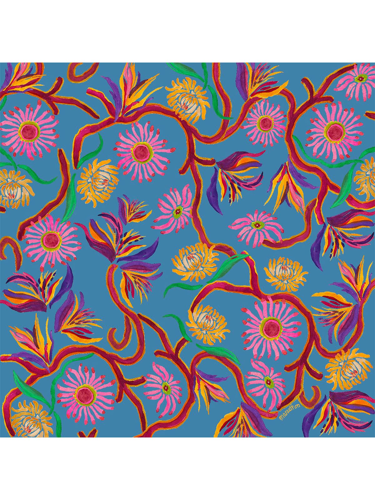 마레트라(MARAETHRA) Mystic Flora Silk Square Scarf 미스틱 플로라 실크 스퀘어 스카프