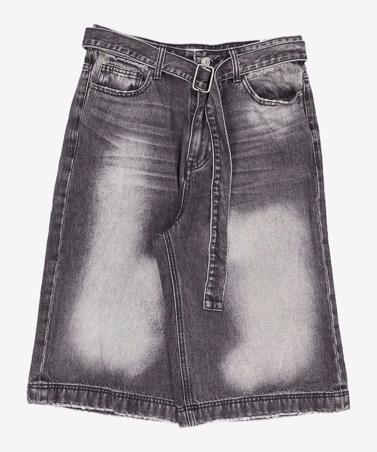 메종미네드(MAISON MINED) BERMUDA BELTED HALF DENIM BLACK 46