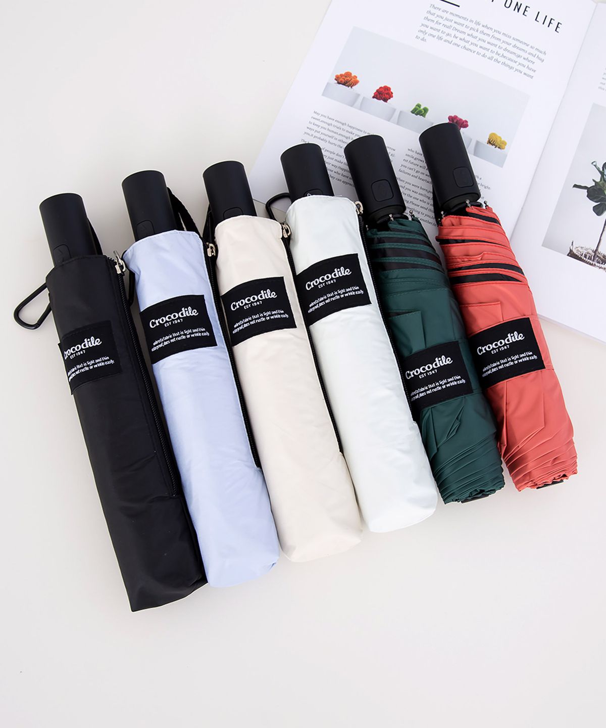 크로커다일(CROCODILE) 3단 스탠다드 파우치고리 전자동 암막 양우산 - 6COLOR