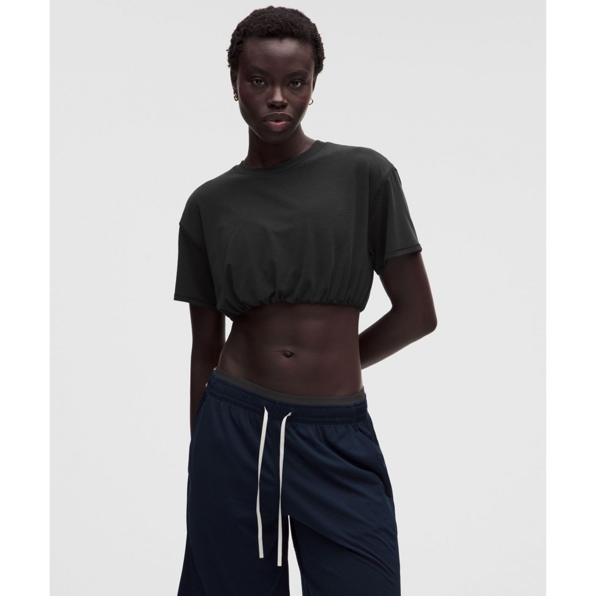 룰루레몬(LULULEMON) 저지 트레이닝 슈퍼 크롭 티셔츠  BLK