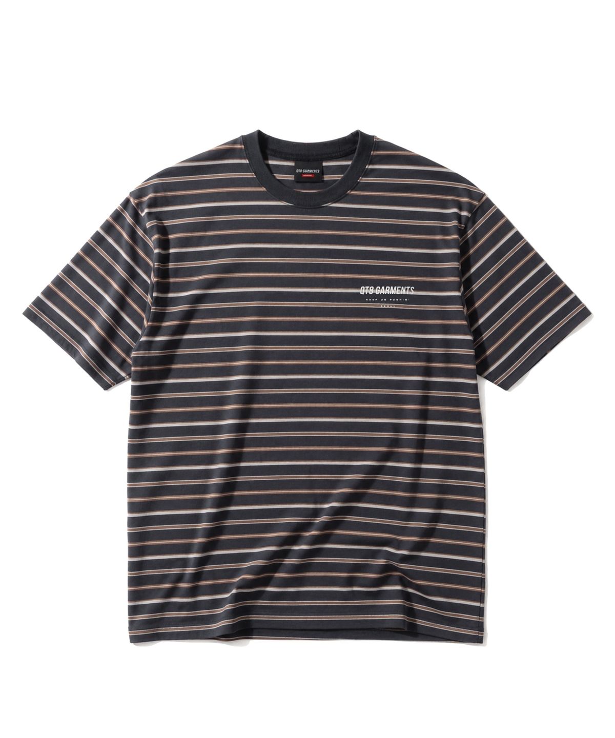 큐티에잇 가먼츠(QT8 GARMENTS) LB Stripe Simple Logo Washed Tee (Charcoal)