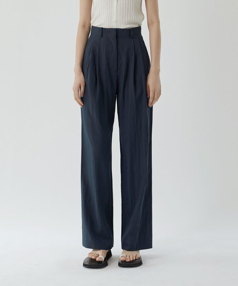 [기장선택] Summer loose slacks (navy)
