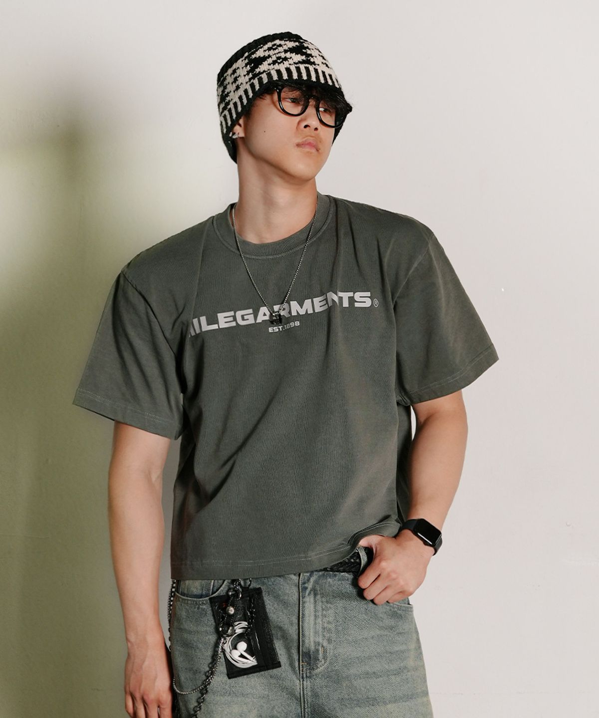 더마일(THEMILE) 마일 가먼츠 크롭 크루넥_PIGMENT KHAKI