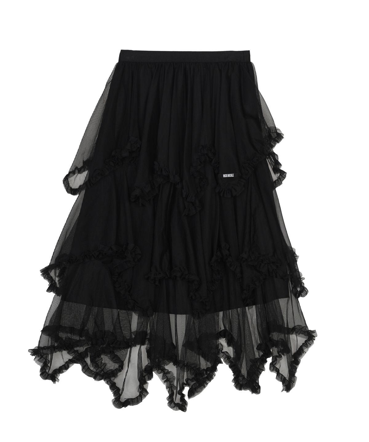 닉앤니콜(NICK&NICOLE) LAYERED FRILL TULLE LONG SKIRT_BLACK