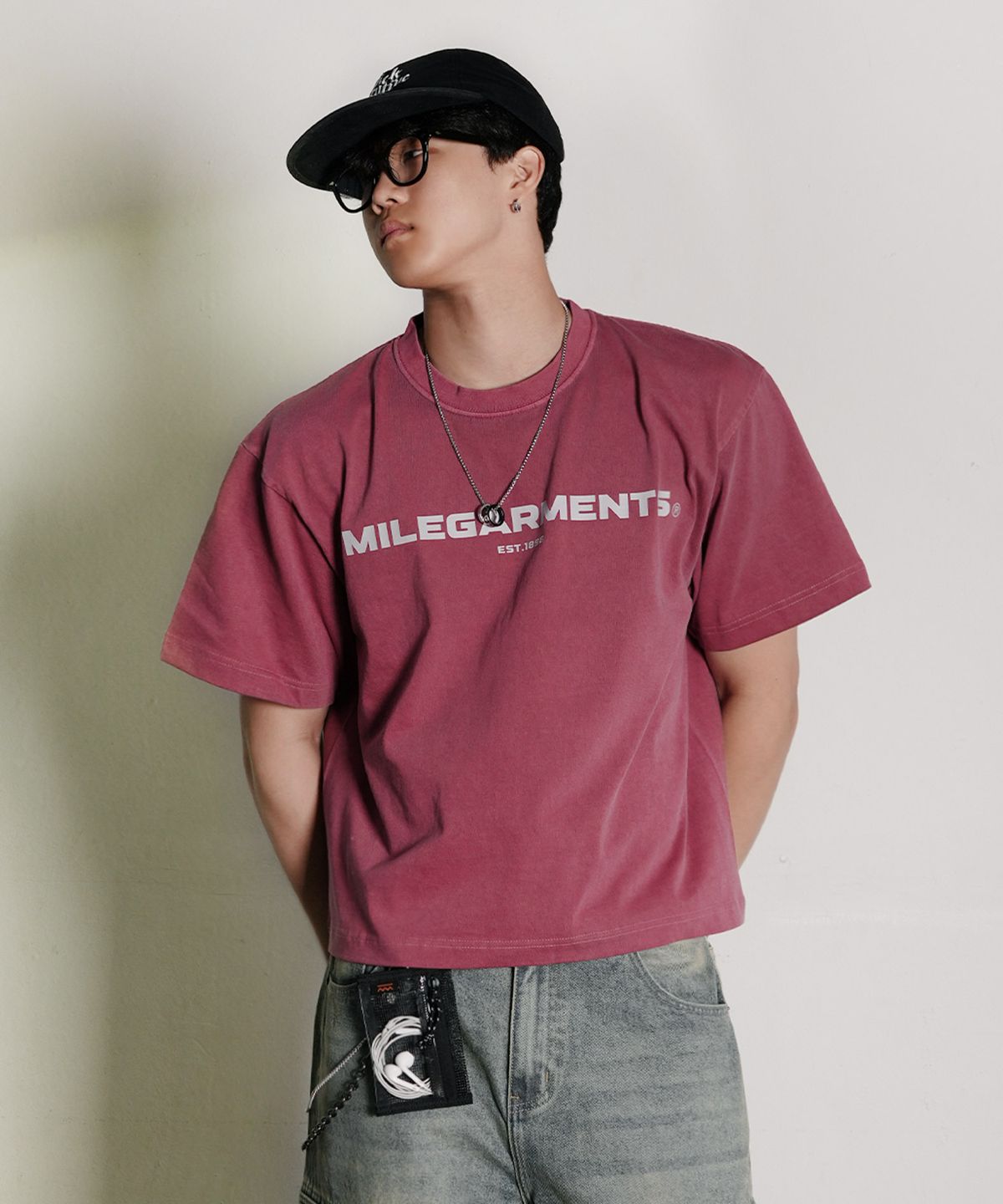 더마일(THEMILE) 마일 가먼츠 크롭 크루넥_PIGMENT RED
