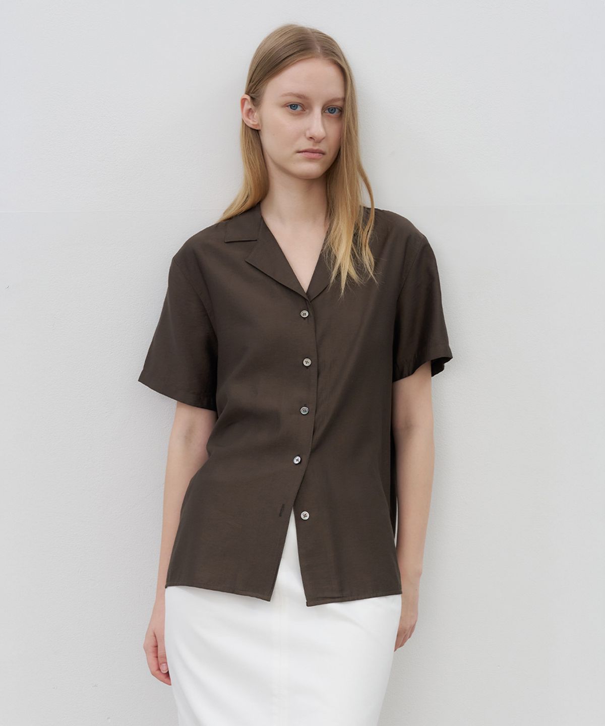 로트(LOTE) Fluid Open Collar Shirt_2 Color