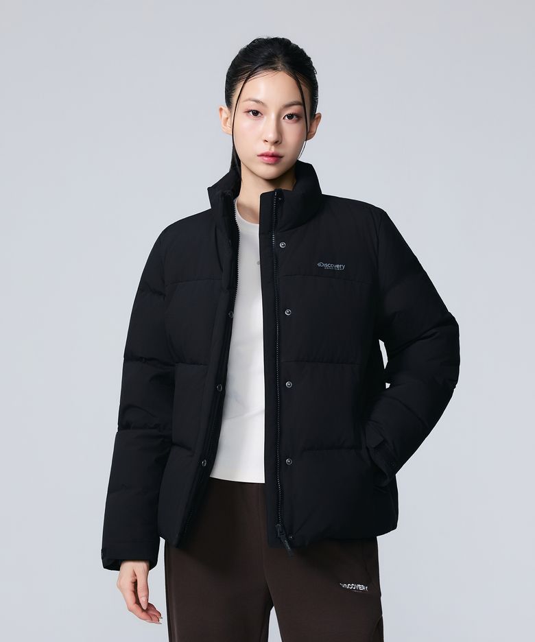 여성 레스터G 하이넥 구스다운 숏패딩 (BLACK)