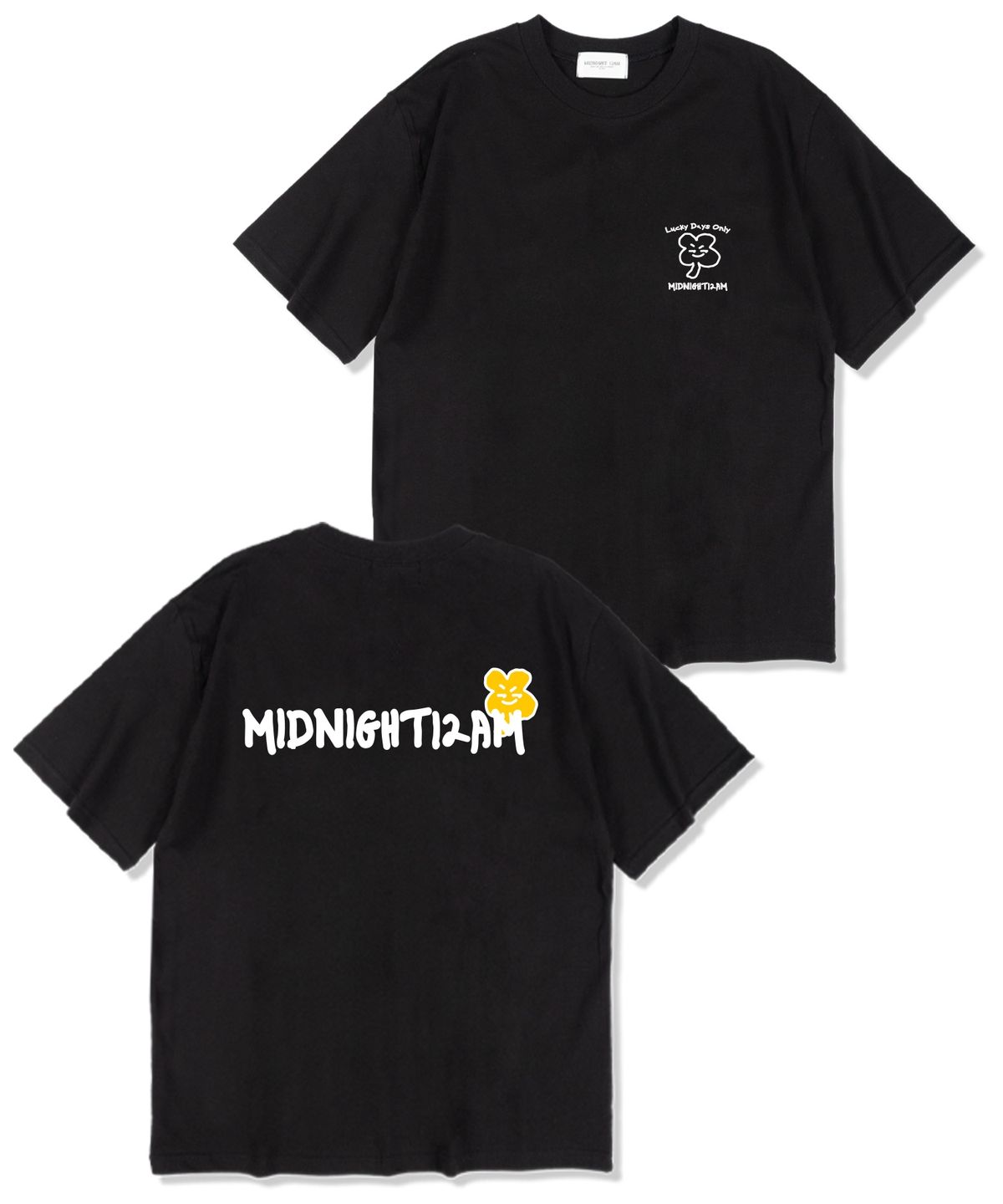 미드나잇12에이엠(MIDNIGHT12AM) 럭키데이즈 오버핏 반팔 티셔츠 블랙