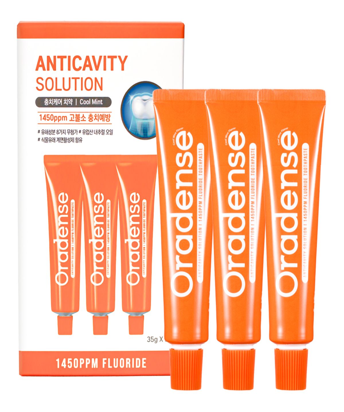 오라덴스(ORADENSE) 1,450ppm 고불소 충치케어 치약 35g, 3개입