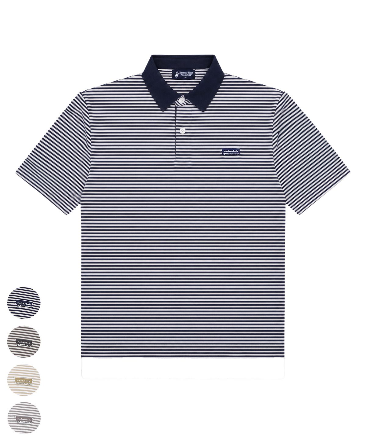비버리힐스 폴로클럽(BHPOLOCLUB) 남성 에어쿨 배색 스트라이프 티셔츠 4Color TS108