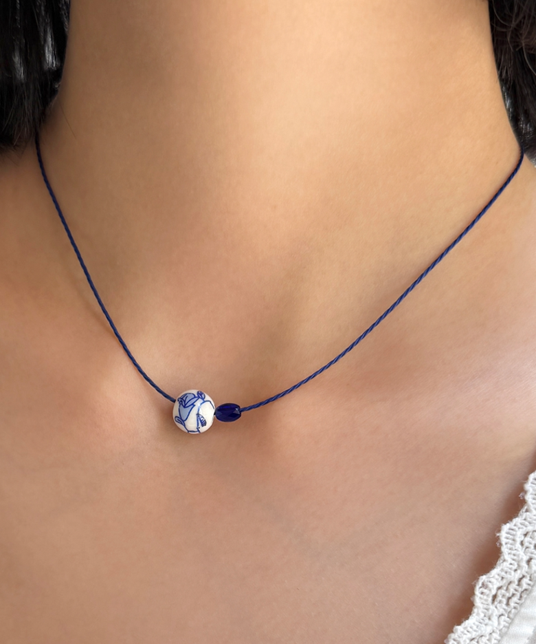 ceramic blue string necklace (2type)